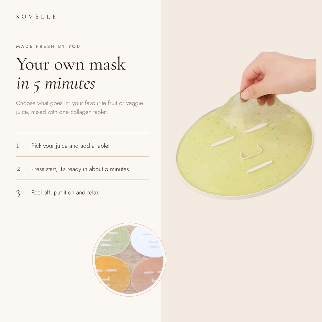Fresh green face mask being peeled from the mask plate