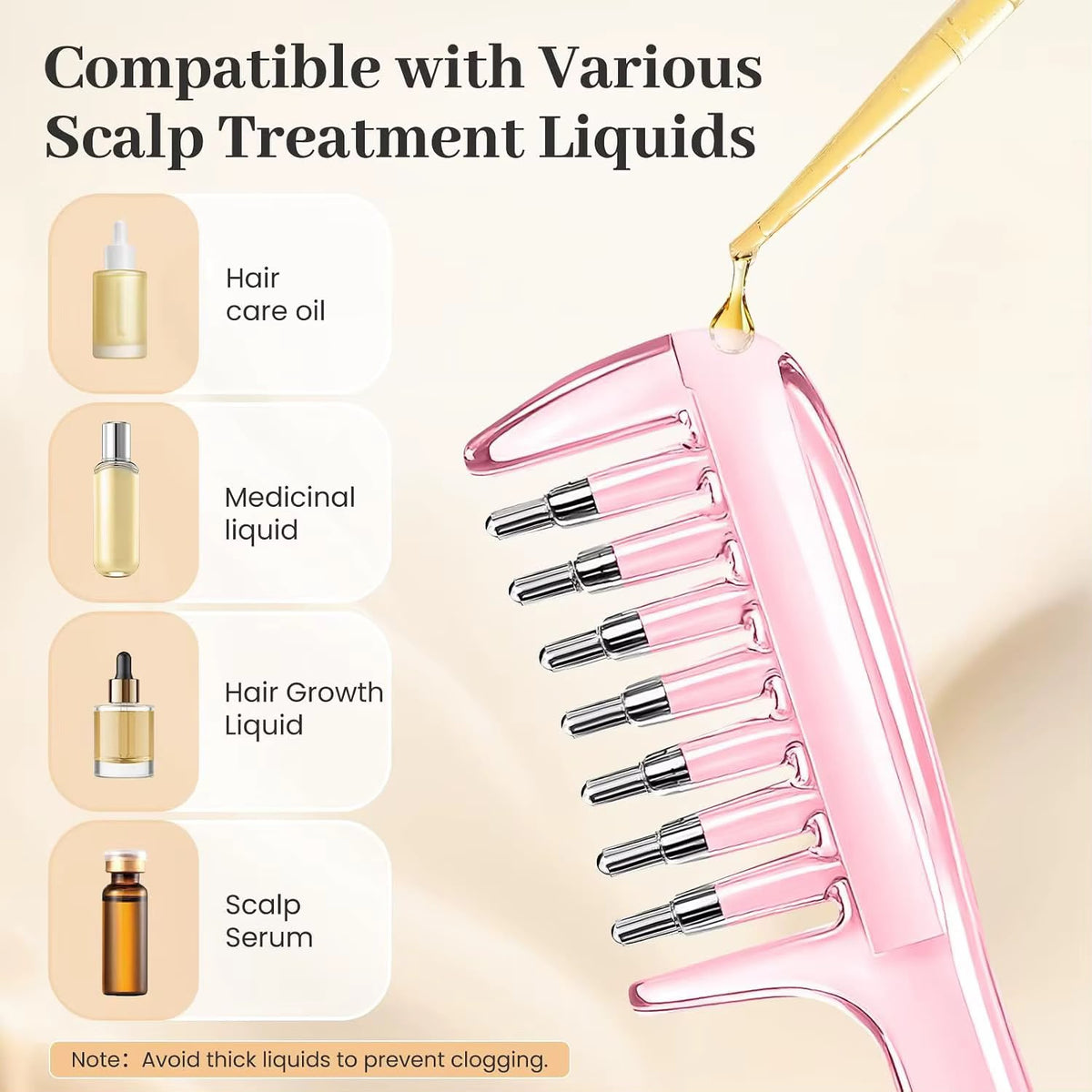 Works with hair oils and scalp serums