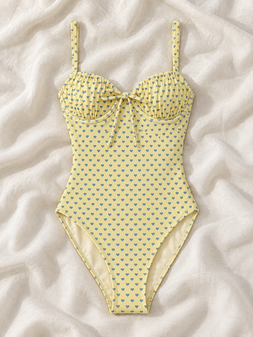 Butter blue heart one piece flat lay