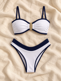 White navy clasp bikini flat lay
